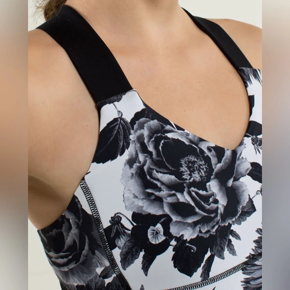 Lululemon Push Ur Limits Tank‎ Brisk Bloom Black White / Black W1E69S Size 4